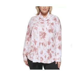 Calvin Klein Performance Tie-Dyed Turtleneck Top Multi Plus Size 1XL